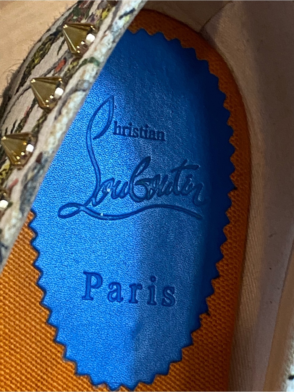 Christian Louboutin Ares Flat Loubi Jungle Spiked Espadrille. Size 9 EUC. - Picture 3 of 16
